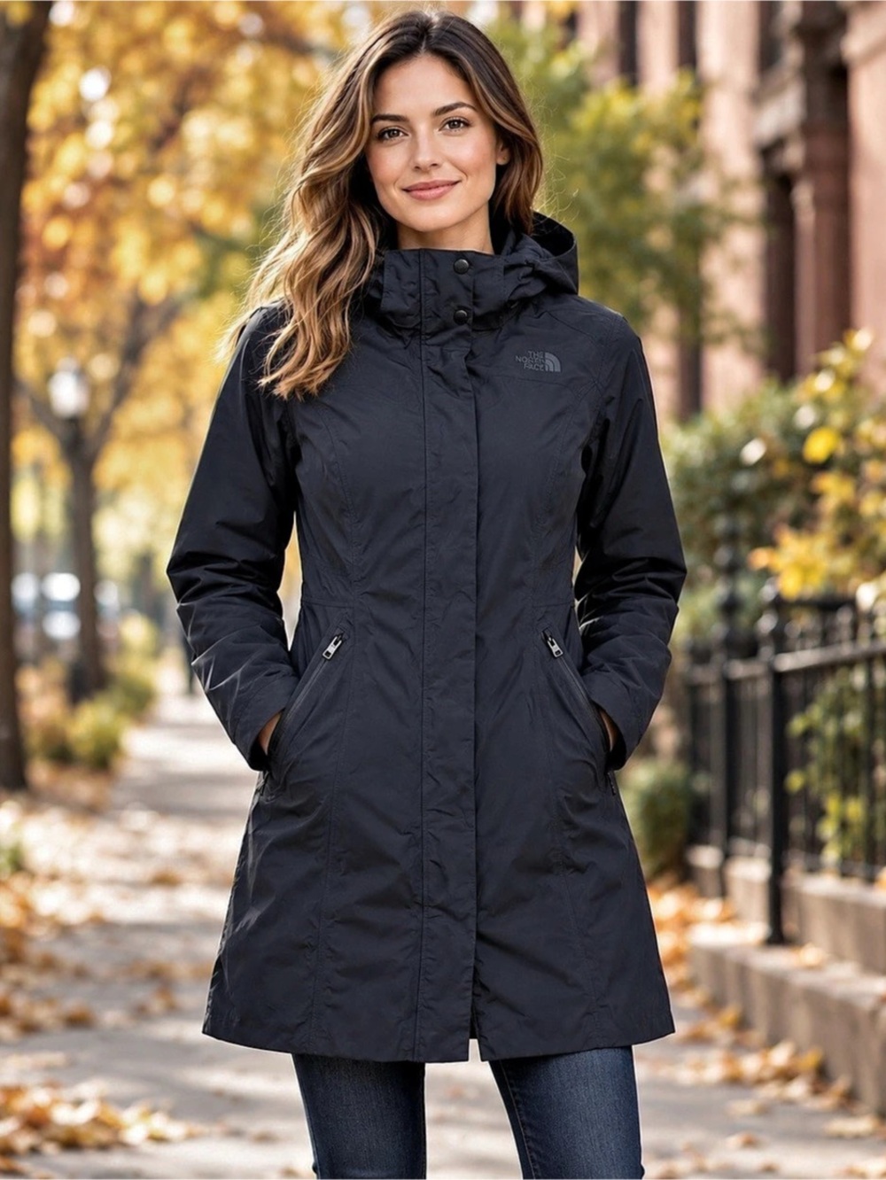 The North Face Metropolis Parka Women's Hooded Trench Coat Black